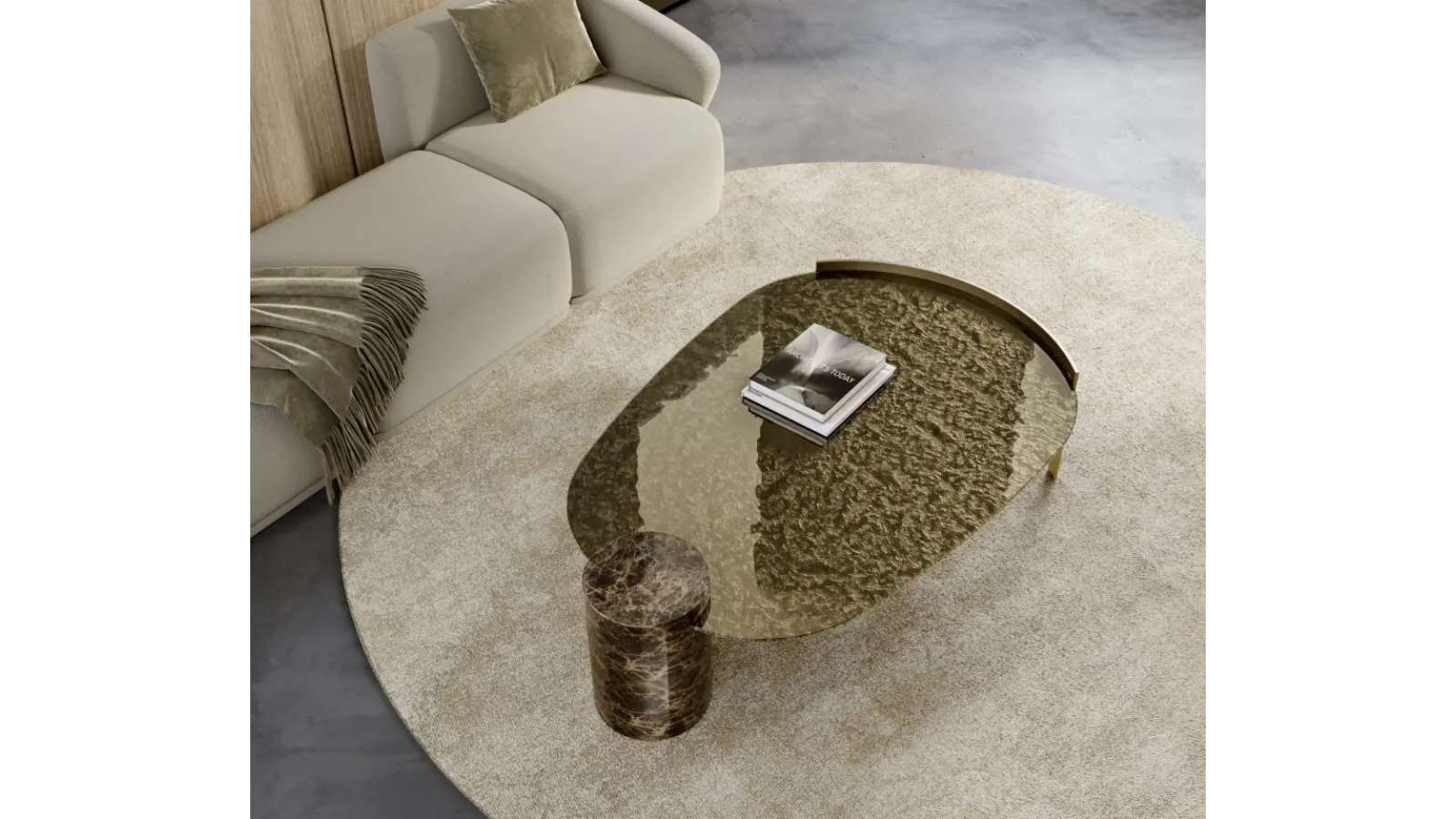 Peo Low Coffee Table in Crystal and Marble by Eforma