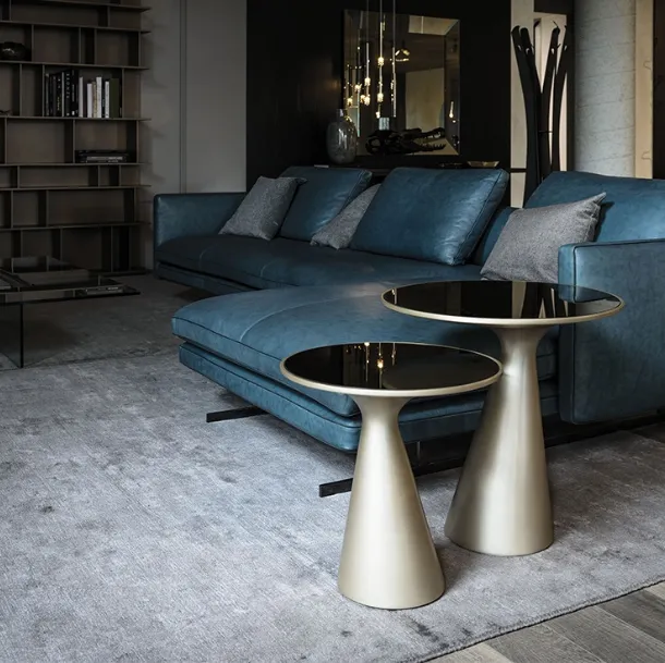 Side table in rigid polyurethane with Peyote glass top by Cattelan Italia