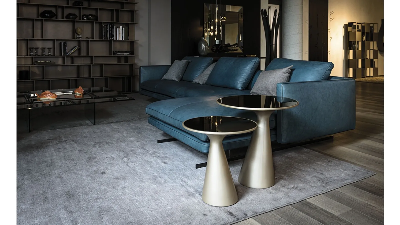 Side table in rigid polyurethane with Peyote glass top by Cattelan Italia