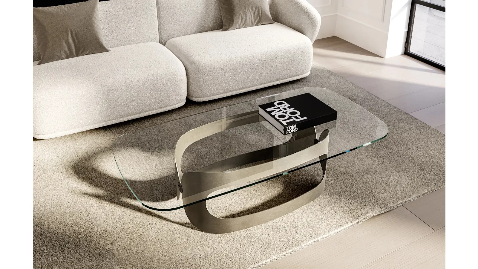 Polifemo Low coffee table with Eforma glass top