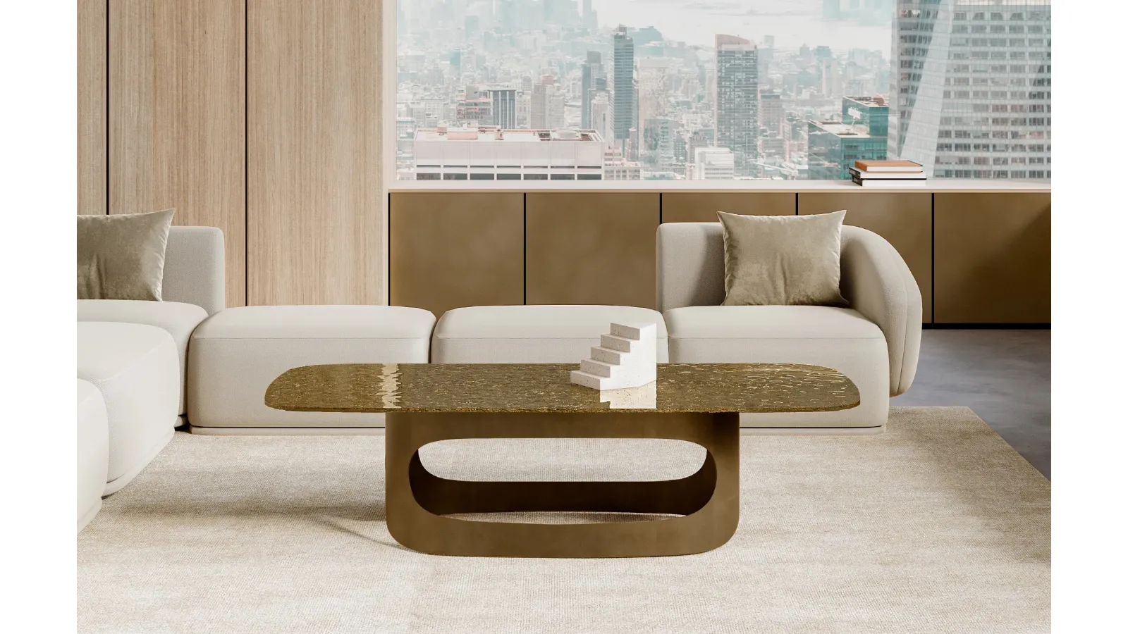 Polifemo Low Coffee Table with Eforma Glass Top