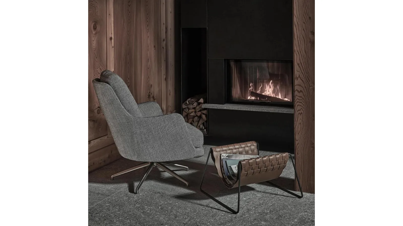 Leather magazine holder Mate by Flexform
