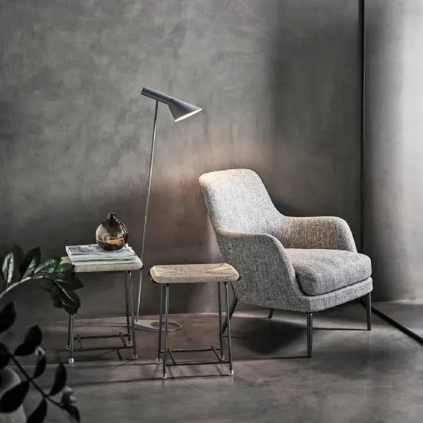 River reed and metal pouf Any Day by Flexform
