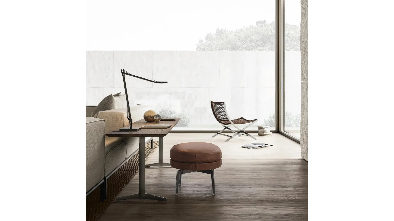 Feel Good Leather Pouf by Flexform
