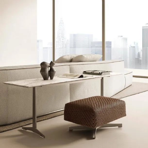 Filicudi Pouf in braided leather by Flexform