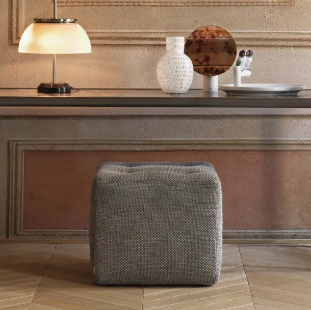 Iko Pouf in fabric in cube shape by Flou