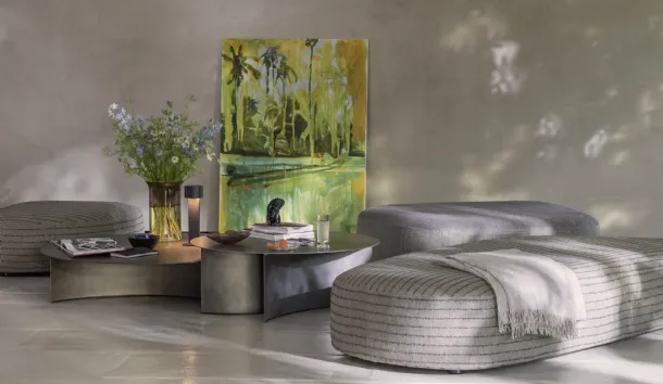 Flou Padded Fabric Pierre Pouf