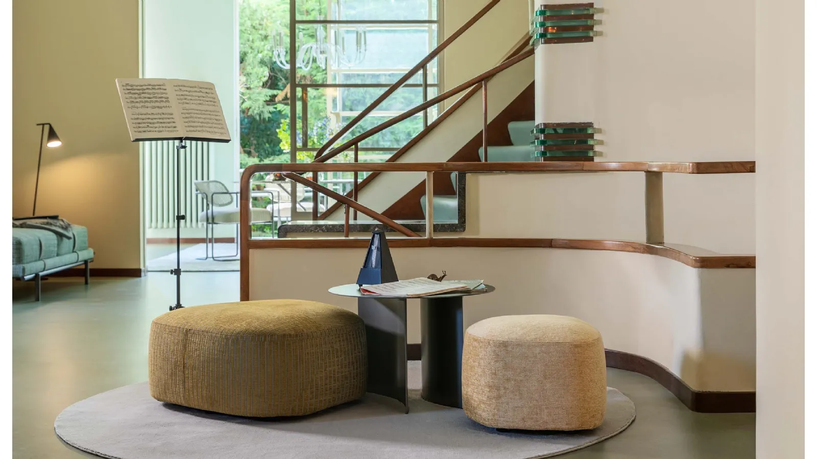 Flou Pierre pouf in padded fabric