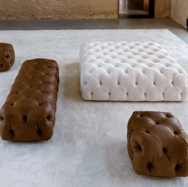 Rollking Pouf in leather or quilted fabric by Desirèe
