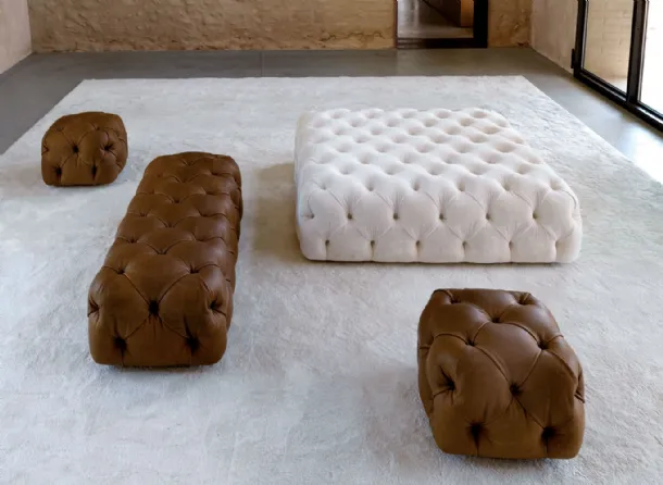 Rollking Pouf in leather or quilted fabric by Desirèe