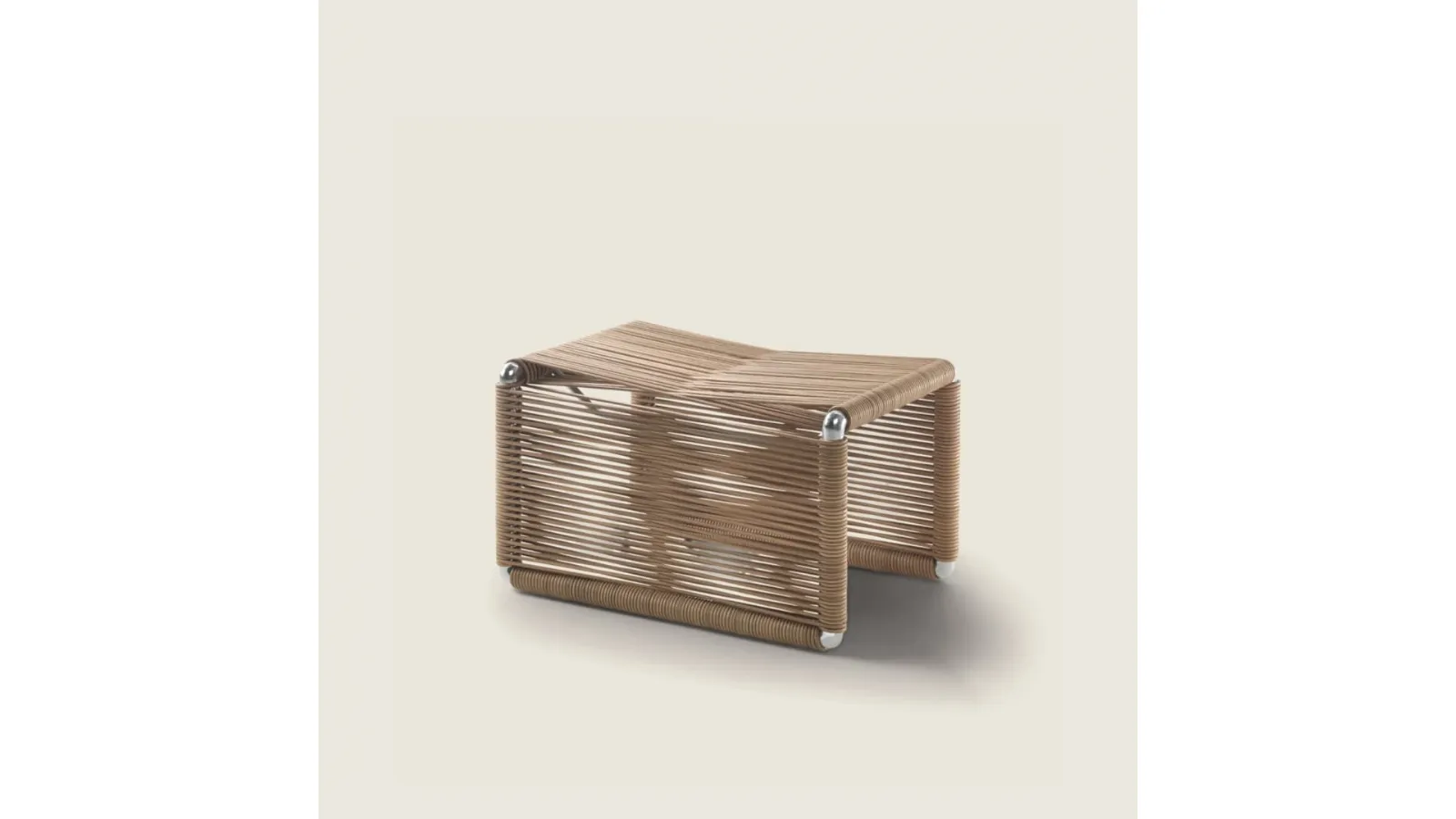 Tindari pouf in braided leather with metal structure by Flexform