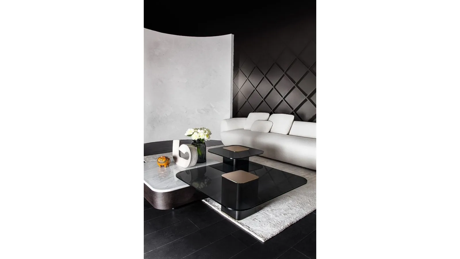 Quadri Tondo Coffee Table in Glass or Marble by Vibieffe