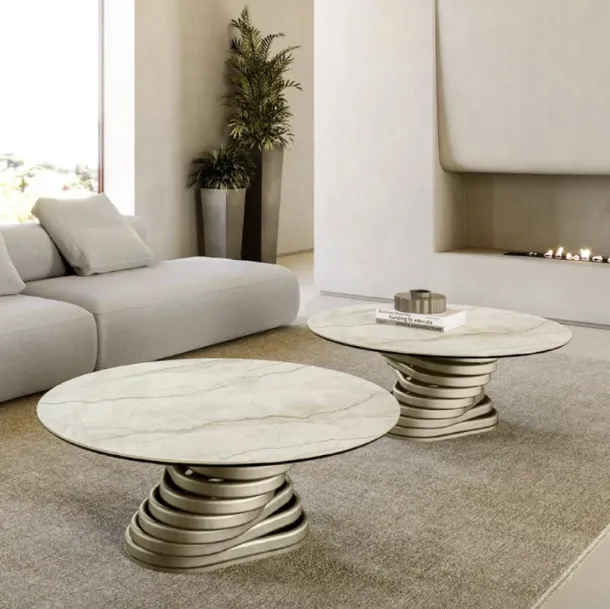 Eforma Low Round Coffee Table with Ceramic Top