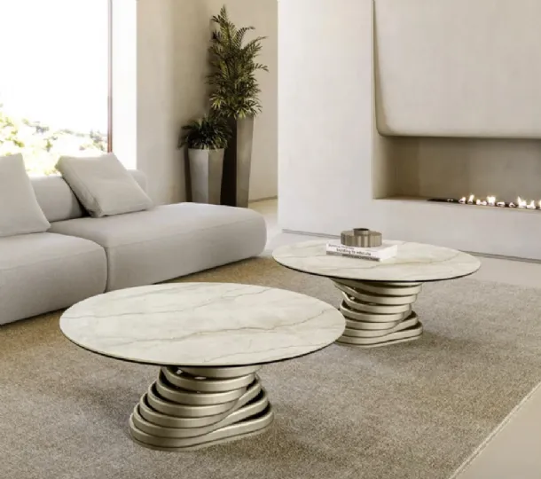 Eforma Low Round Coffee Table with Ceramic Top