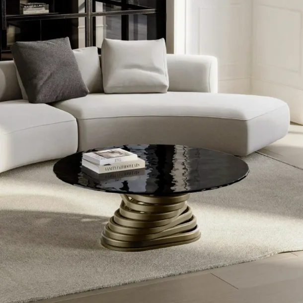 Rotolo Low Coffee Table with Eforma glass top