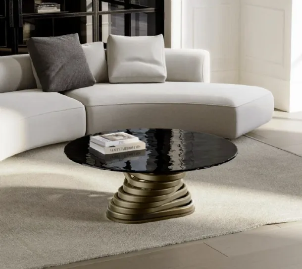 Rotolo Low Coffee Table with Eforma glass top