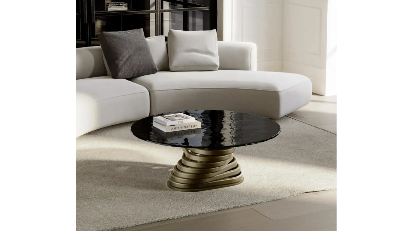 Rotolo Low Coffee Table with Eforma glass top