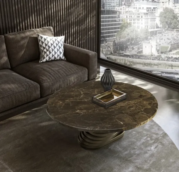 Tavolino Rotolo Low with marble top by Eforma