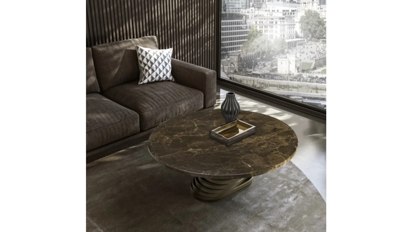 Tavolino Rotolo Low with marble top by Eforma
