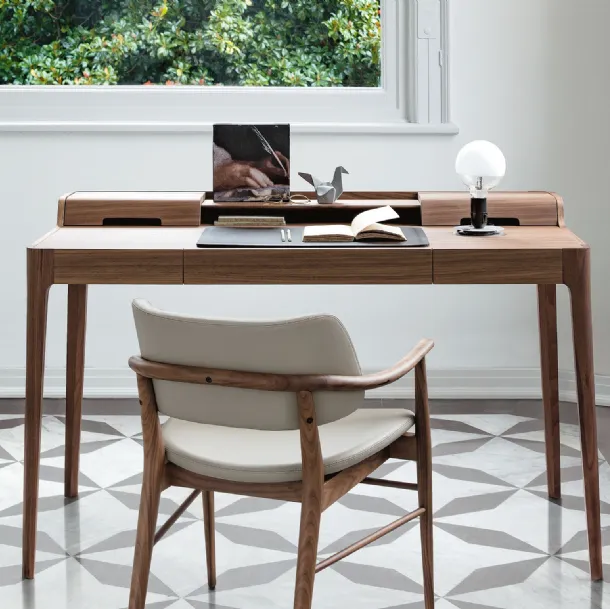 Saffo solid walnut desk by Porada