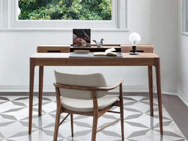 Saffo solid walnut desk by Porada
