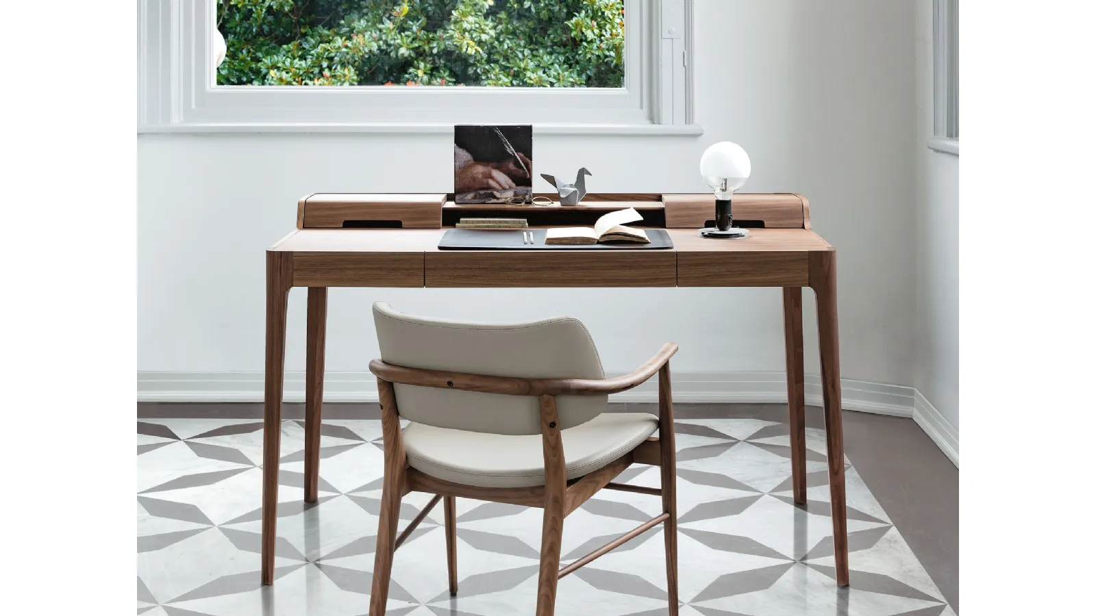 Saffo solid walnut desk by Porada