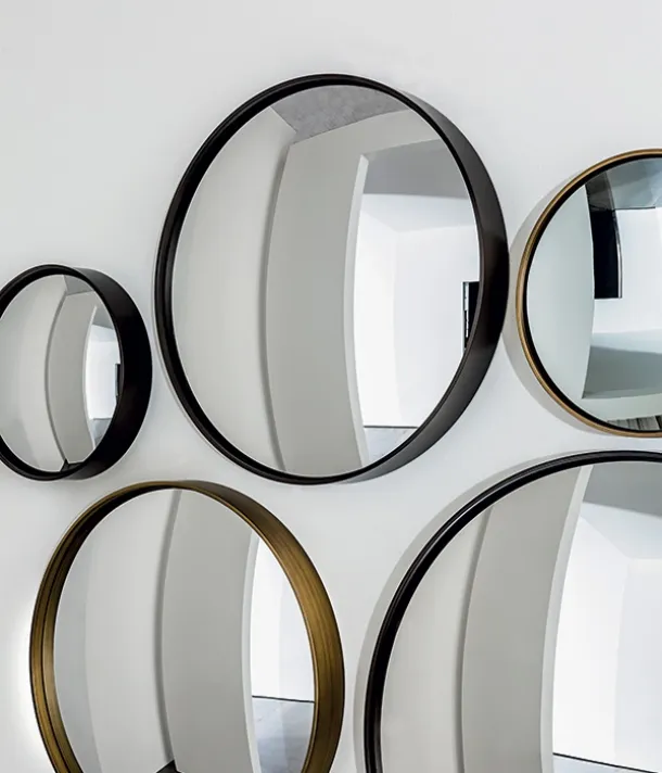 Sail mirror concave or convex with lacquered metal frame by Sovet
