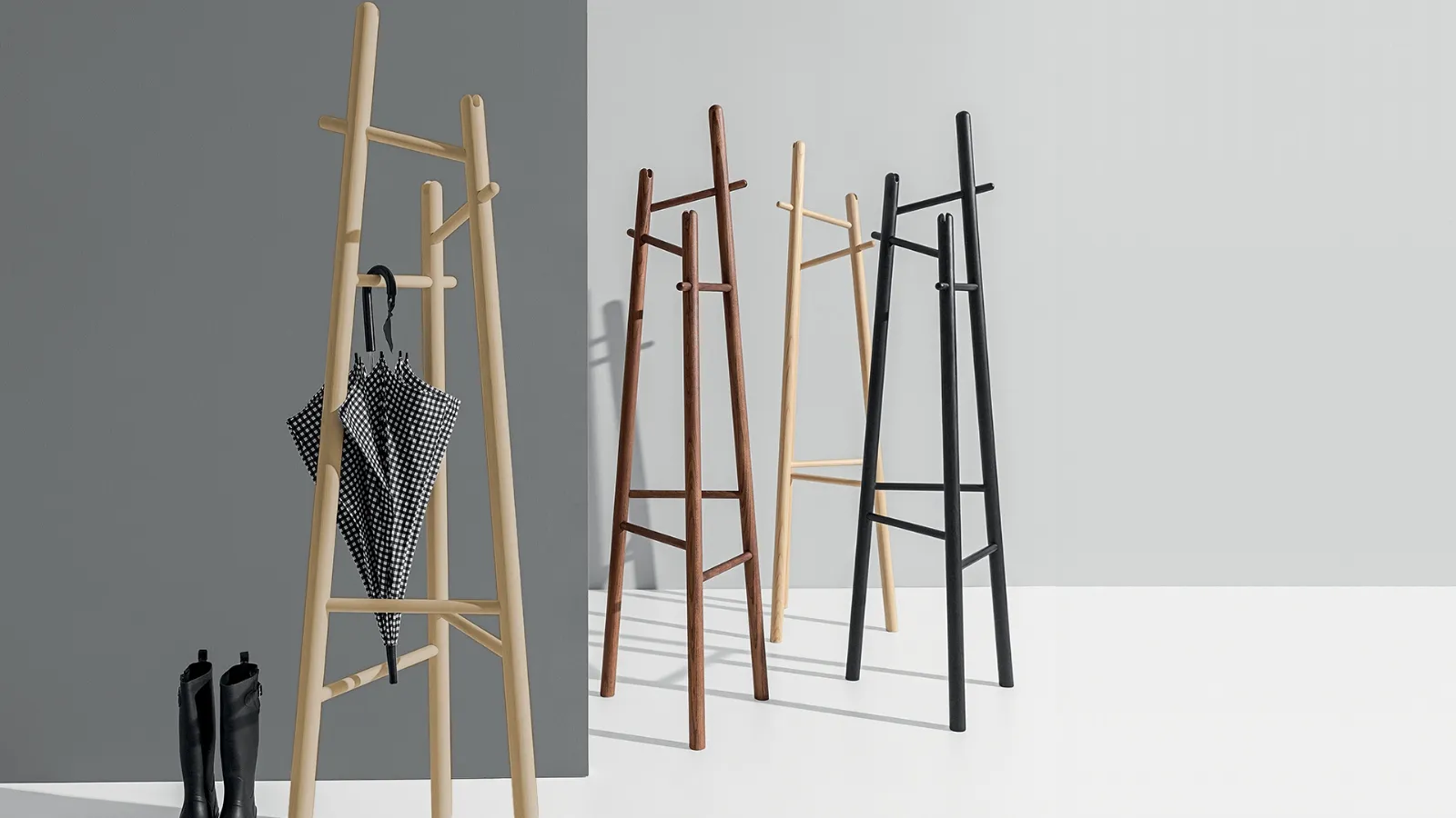 Sakti Coat Rack in Ash, Walnut, Natural and Black finishes by Sovet