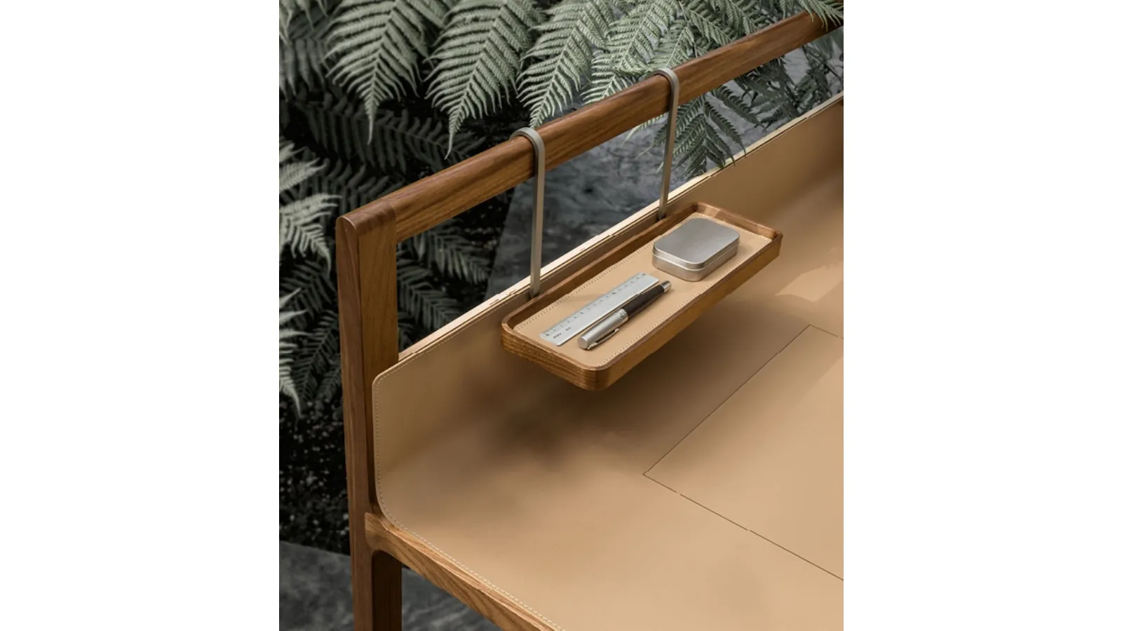 Scribe Writing Desk in Solid Wood with Alivar Leather Top