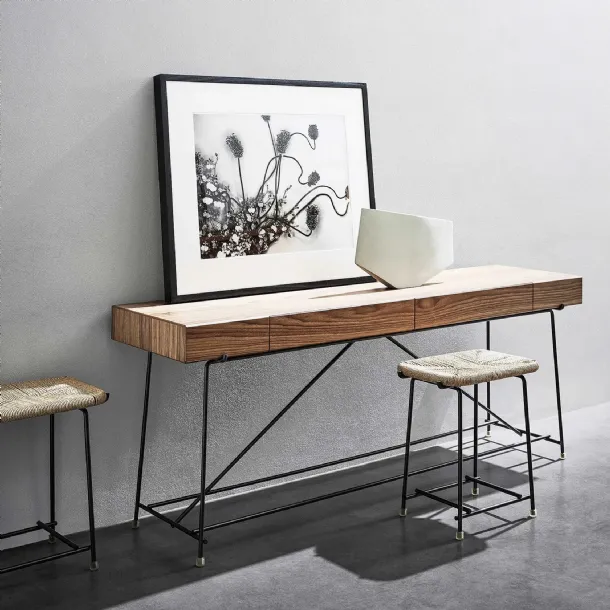 Any Day desk in marble, wood, and metal by Flexform