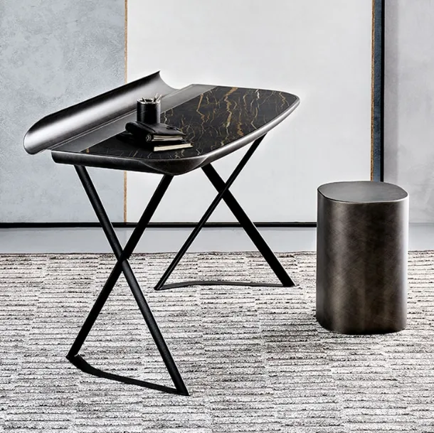 Cocoon Keramik Writing Desk with Steel Base and Ceramic Top by Cattelan Italia