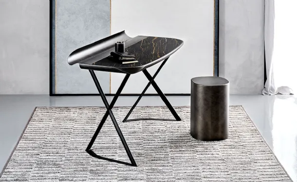 Cocoon Keramik Writing Desk with Steel Base and Ceramic Top by Cattelan Italia