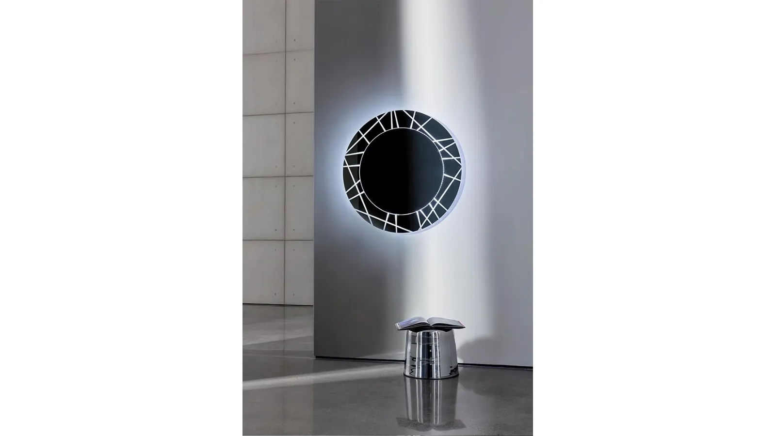 Segment Mirror with a visually striking engraved segmented border by Sovet
