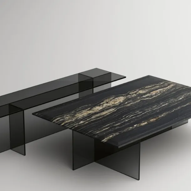 Marble coffee table with glass base Sestante Stone by Tonelli