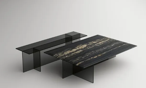Marble coffee table with glass base Sestante Stone by Tonelli