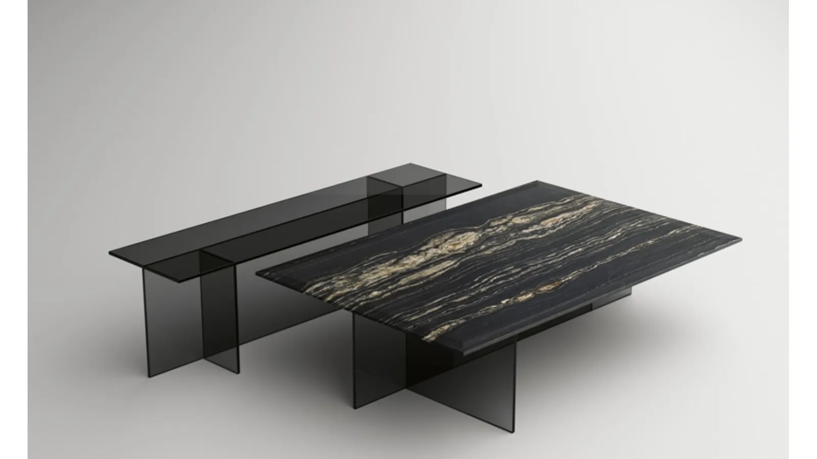 Marble coffee table with glass base Sestante Stone by Tonelli