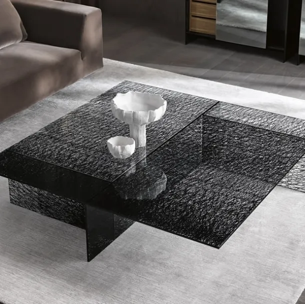 Glass coffee table with digital print Sestante by Tonelli