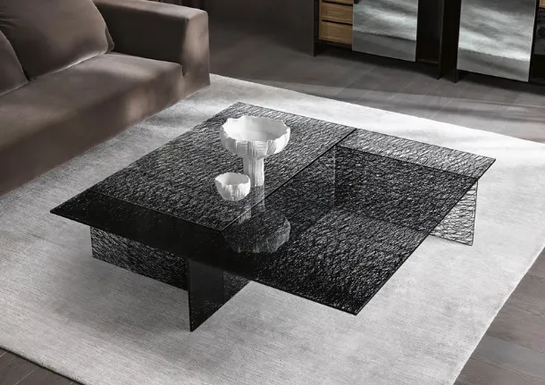 Glass coffee table with digital print Sestante by Tonelli