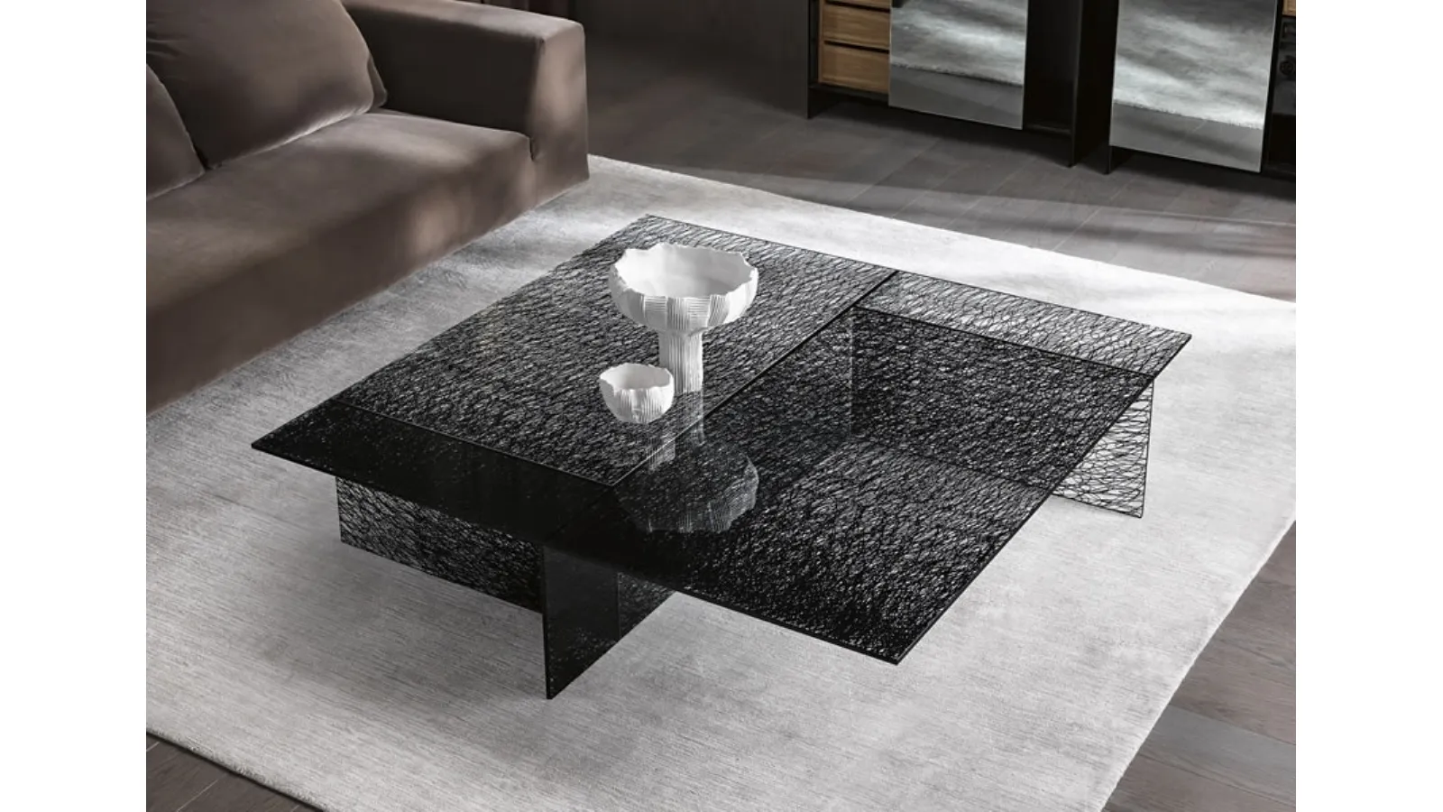 Glass coffee table with digital print Sestante by Tonelli