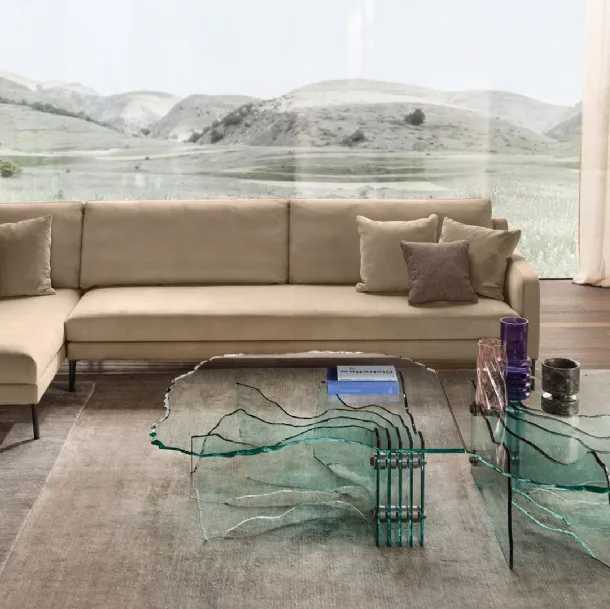 Shell coffee table in hand-carved glass by Fiam