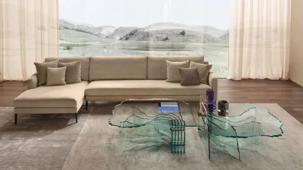 Shell coffee table in hand-carved glass by Fiam
