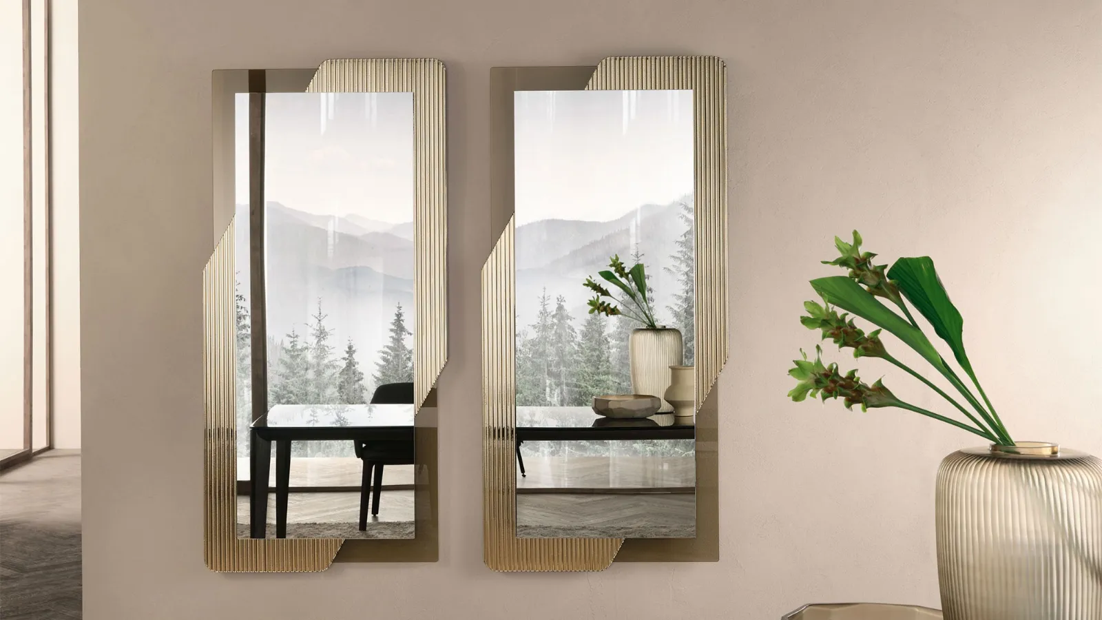 Mirror with glass frame Shift by Fiam