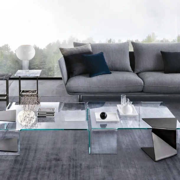 Sigmy side table in clouded metal by Fiam