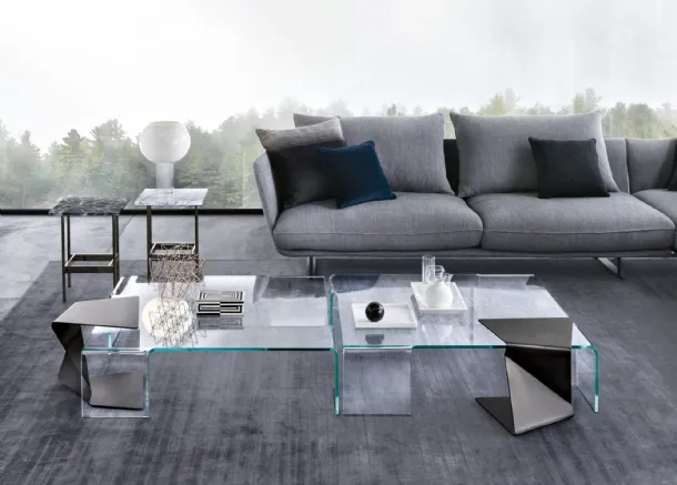 Sigmy side table in clouded metal by Fiam