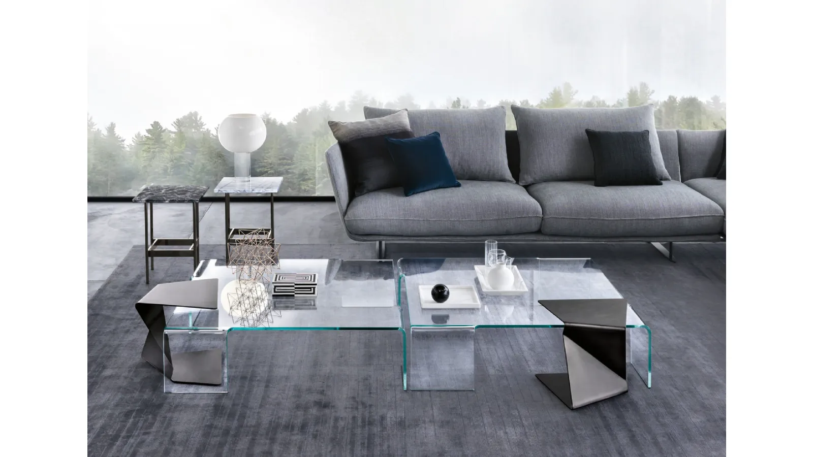 Sigmy side table in clouded metal by Fiam
