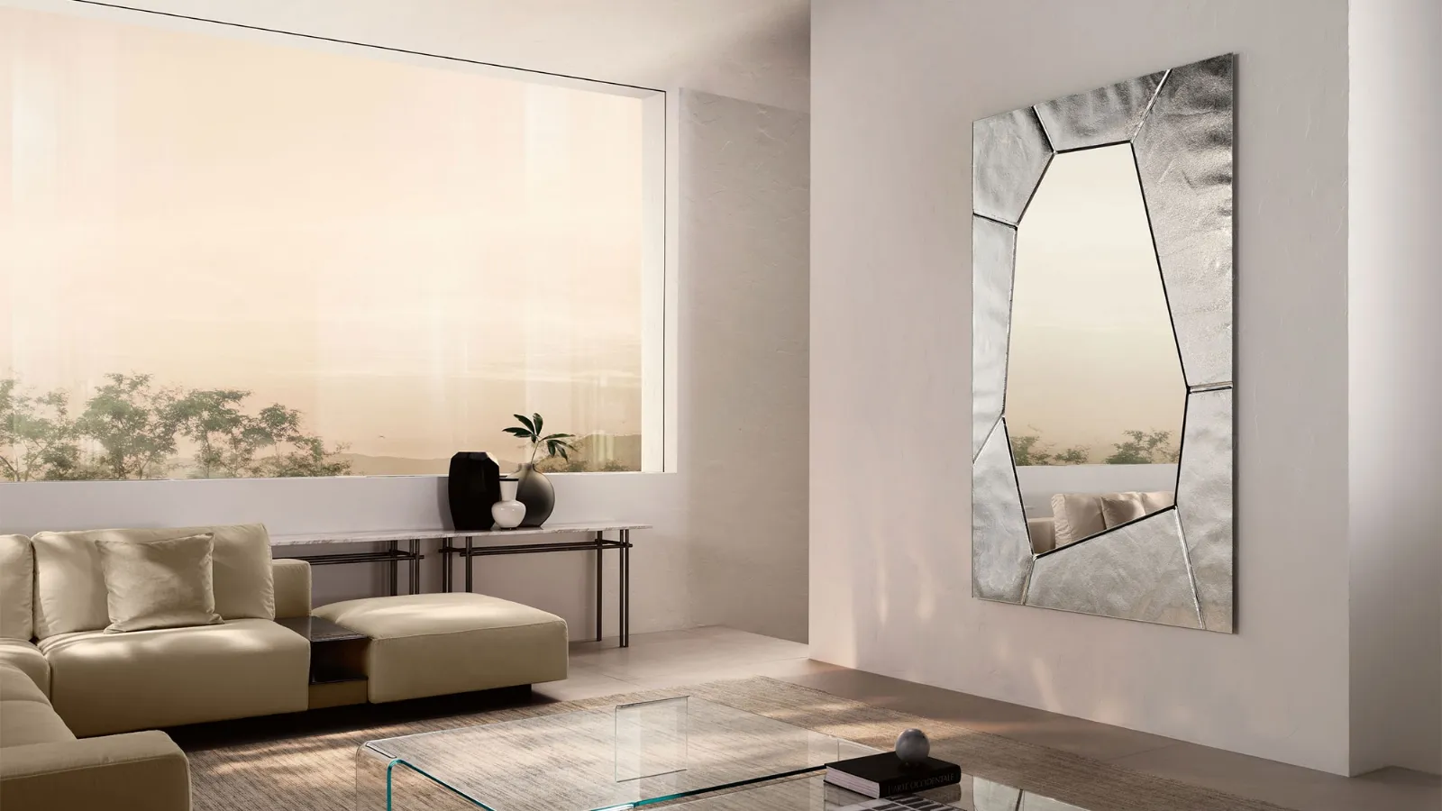 Mirror with Silica glass frame by Fiam