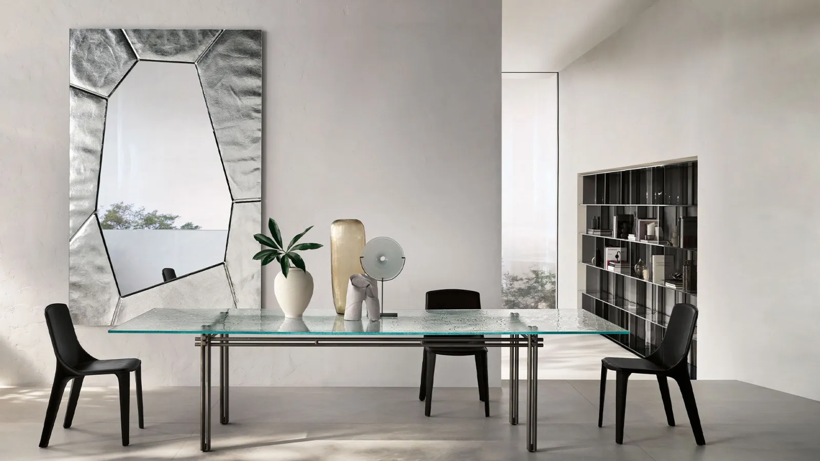 Mirror with Silica glass frame by Fiam