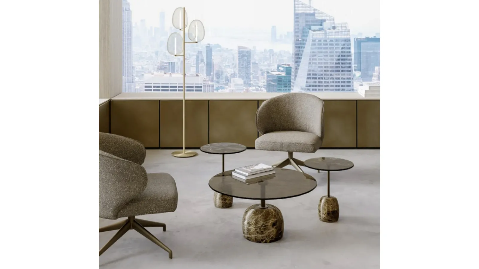 Glass coffee table with Sir marble base by Eforma