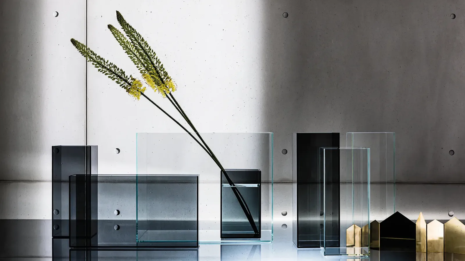 Skyline vases in extra-clear, smoky, or bronze glass by Sovet