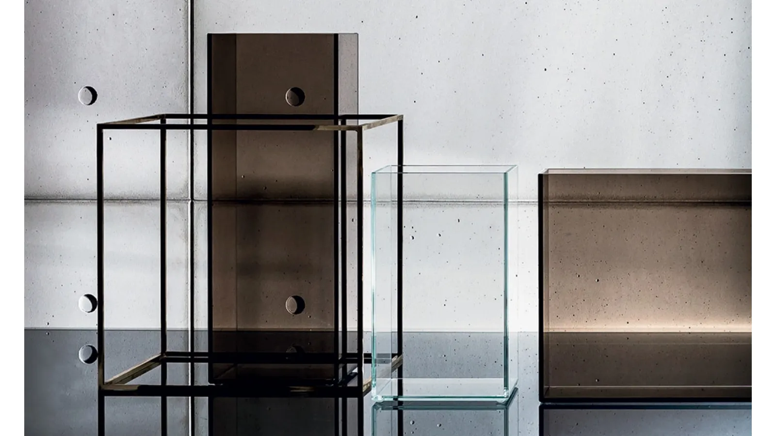 Skyline vases in extra-clear or bronze glass by Sovet